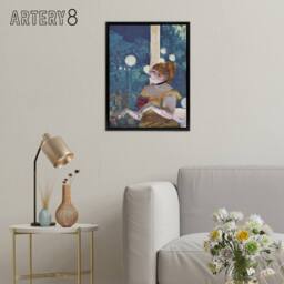 "Artery8 Cafe Concert Song of the Dog Edgar Degas Framed Canvas Wall Art in Blue - Size: W12"" x H16""" - thumbnail 3