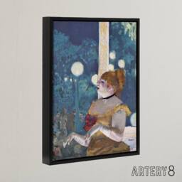 "Artery8 Cafe Concert Song of the Dog Edgar Degas Framed Canvas Wall Art in Blue - Size: W12"" x H16""" - thumbnail 2