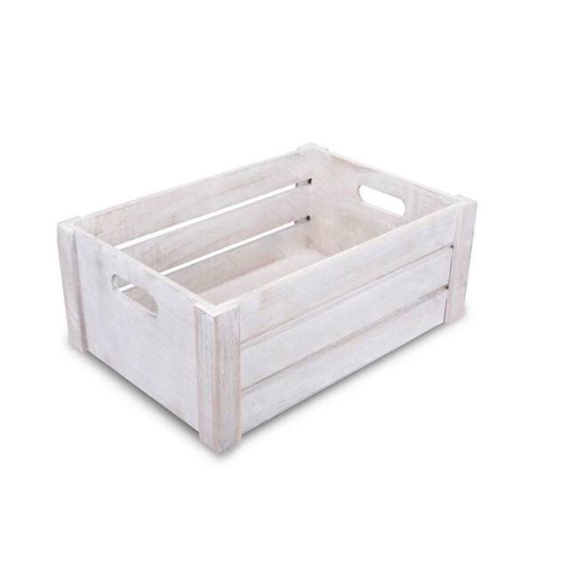 FLAVORA Large-White Wash Home Storage Wooden Crate in White - Size: 500mm - image 1