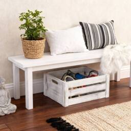 FLAVORA Large-White Wash Home Storage Wooden Crate in White - Size: 500mm - thumbnail 6