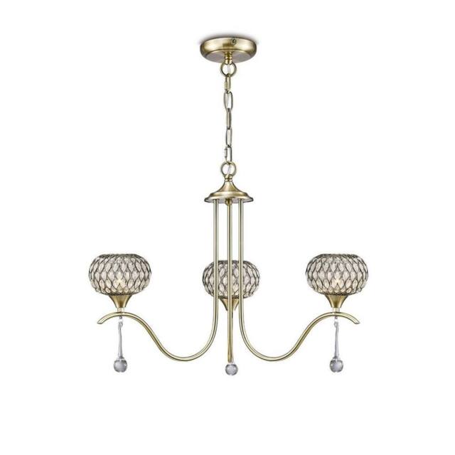 Netlighting Chelsie Ceiling Pendant 3 Light Antique Brass Clear Glass in Bronze - image 1