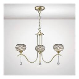 Netlighting Chelsie Ceiling Pendant 3 Light Antique Brass Clear Glass in Bronze - thumbnail 2