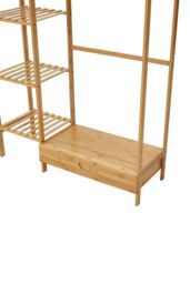 H&O Direct Wooden Clothes Rack with Hooks & Drawer in Brown - thumbnail 4