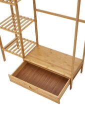 H&O Direct Wooden Clothes Rack with Hooks & Drawer in Brown - thumbnail 5