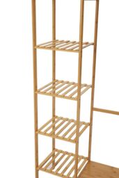 H&O Direct Wooden Clothes Rack with Hooks & Drawer in Brown - thumbnail 3