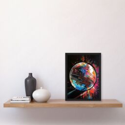 Artery8 Disco Ball Music Night Reflections Modern Spray Paint Painting Artwork Framed Wall Art Print A4 in Black - thumbnail 2