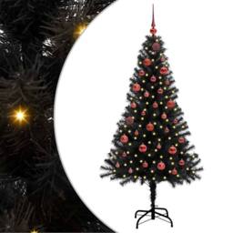 Berkfield Home Christmas Tree with 150 LEDs with Stand Black 150 cm PVC - thumbnail 2