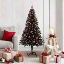 Berkfield Home Christmas Tree with 150 LEDs with Stand Black 150 cm PVC