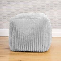 rucomfy Beanbags rucomfy Indoor Jumbo Cord Bean Bag Footstool - Cube Pouffe in Light Grey - thumbnail 2