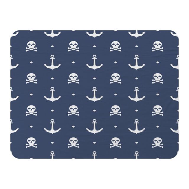 Benjamin Tate Design Anchor With Skull & Bones Blanket in Natural - Size: 120 cm x 150 cm - image 1
