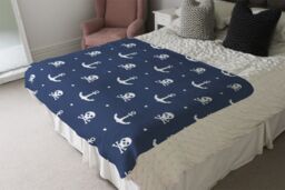 Benjamin Tate Design Anchor With Skull & Bones Blanket in Natural - Size: 120 cm x 150 cm - thumbnail 3