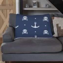 Benjamin Tate Design Anchor With Skull & Bones Blanket in Natural - Size: 120 cm x 150 cm - thumbnail 2
