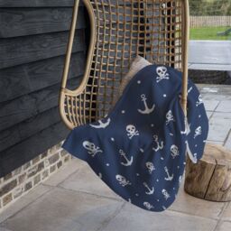 Benjamin Tate Design Anchor With Skull & Bones Blanket in Natural - Size: 120 cm x 150 cm - thumbnail 4