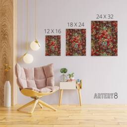 "Artery8 Vintage Floral Chintz Pattern Wyatt Canvas Wall Art Print in Red - Size: W12"" x H16""" - thumbnail 4