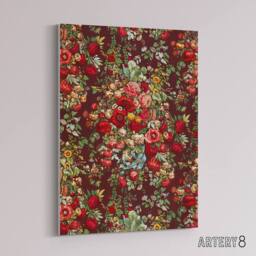 "Artery8 Vintage Floral Chintz Pattern Wyatt Canvas Wall Art Print in Red - Size: W12"" x H16""" - thumbnail 2
