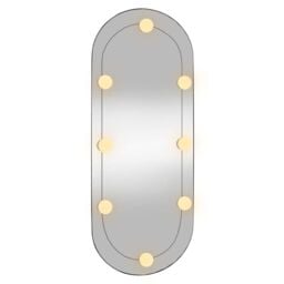 Berkfield Home Wall Mirror with LED Lights 30x70 cm Glass Oval in Silver - thumbnail 4