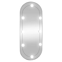 Berkfield Home Wall Mirror with LED Lights 30x70 cm Glass Oval in Silver - thumbnail 2