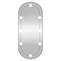 Berkfield Home Wall Mirror with LED Lights 30x70 cm Glass Oval in Silver - thumbnail 5
