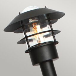 Netlighting Helsingor 1 Light Outdoor Coastal Bollard Lantern Black IP44 E27 - thumbnail 2