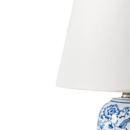 Wyld and Coco Blue Floral Porcelain Table Lamp with Linen Shade in White - thumbnail 5