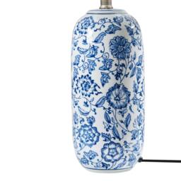 Wyld and Coco Blue Floral Porcelain Table Lamp with Linen Shade in White - thumbnail 6