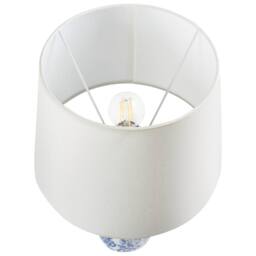 Wyld and Coco Blue Floral Porcelain Table Lamp with Linen Shade in White - thumbnail 4