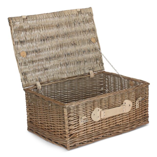 Red Hamper Wicker 56cm Antique Wash Picnic Basket in Grey - image 1