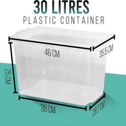 Havendro 30L set of 4 Heavy Duty Clear Plastic Storage Boxes with Lids - thumbnail 2