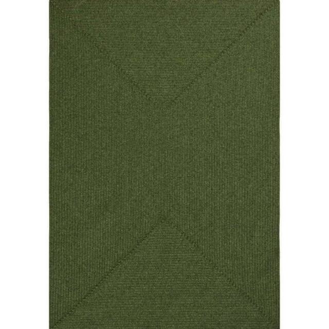 THE RUGS Indoor Outdoor Trenzado Rug Polypropylene Bordered Plain Design in Green - Size: 200 cm x 290 cm - image 1