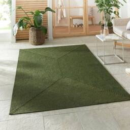 THE RUGS Indoor Outdoor Trenzado Rug Polypropylene Bordered Plain Design in Green - Size: 200 cm x 290 cm - thumbnail 5