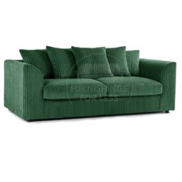 Furnishings For Less UK Luxor Jumbo Cord 3 + 1 + 1 Fabric 3 Piece Sofa Suite - Scatter Back in Green - thumbnail 2