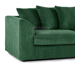 Furnishings For Less UK Luxor Jumbo Cord 3 + 1 + 1 Fabric 3 Piece Sofa Suite - Scatter Back in Green - thumbnail 3