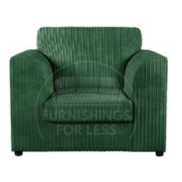 Furnishings For Less UK Luxor Jumbo Cord 3 + 1 + 1 Fabric 3 Piece Sofa Suite - Scatter Back in Green - thumbnail 4