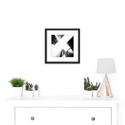 Artery8 Prunier Downtown Buildings Black White Photo 8X8 Inch Square Wooden Framed Wall Art Print Picture with Mount - thumbnail 2