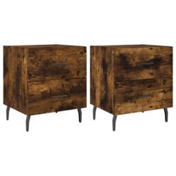 Berkfield Home Bedside Cabinets 2 pcs Smoked Oak 40x35x47.5 cm Engineered Wood in Brown - thumbnail 1
