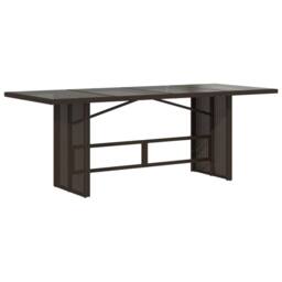 Berkfield Home Garden Table with Glass Top Brown 190x80x74 cm Poly Rattan - Size: 190 x 80 x 74 cm - thumbnail 5