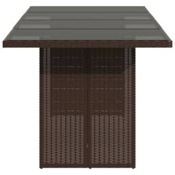 Berkfield Home Garden Table with Glass Top Brown 190x80x74 cm Poly Rattan - Size: 190 x 80 x 74 cm - thumbnail 4