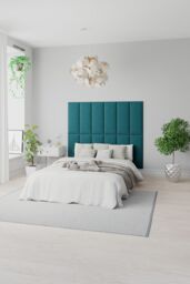 Aspire EasyMount Wall Mounted Upholstered Panels, Modular DIY Headboard in Plush Velvet Fabric (Pack of 4) in Silver - thumbnail 1