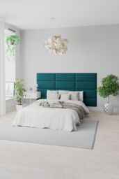 Aspire EasyMount Wall Mounted Upholstered Panels, Modular DIY Headboard in Plush Velvet Fabric (Pack of 4) in Silver - thumbnail 3