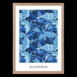 ARTZE William Morris Acanthus in Bright Blue Art Print / Oak Frame / SIZE: A3 - Size: A4 - thumbnail 2