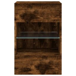 Berkfield Home TV Wall Cabinet with LED Lights Smoked Oak 40x30x60.5 cm in Brown - thumbnail 9