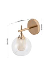 Living and Home G9 Glass Lampshade Wall Light in Gold - thumbnail 4