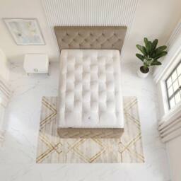 "Somnior Ziggy Linen Divan Bed Mattress No Draw 54"" Headboard & 22"" Footboard in Brown - Size: Small Double" - thumbnail 3