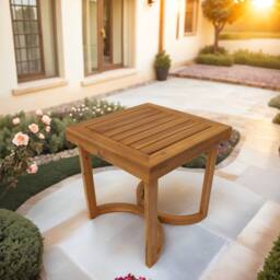 Direct Wicker Wooden Side Table, Outdoor/Indoor Garden Resistant End Table in Brown - Size: 1 Pack