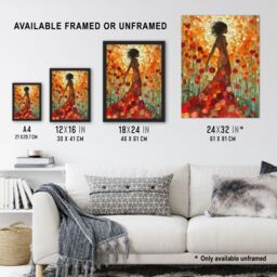 "Artery8 Woman With Dress Of Roses Sunset Mosaic Collage Wall Art Print in Orange - Size: W24"" x H32""" - thumbnail 3