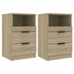 Berkfield Home Elegant Bedside Cabinets 2 pcs Sonoma Oak Engineered Wood in Light Sand - thumbnail 3