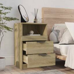 Berkfield Home Elegant Bedside Cabinets 2 pcs Sonoma Oak Engineered Wood in Light Sand - thumbnail 8