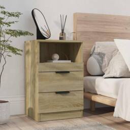 Berkfield Home Elegant Bedside Cabinets 2 pcs Sonoma Oak Engineered Wood in Light Sand - thumbnail 7