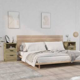 Berkfield Home Elegant Bedside Cabinets 2 pcs Sonoma Oak Engineered Wood in Light Sand - thumbnail 2