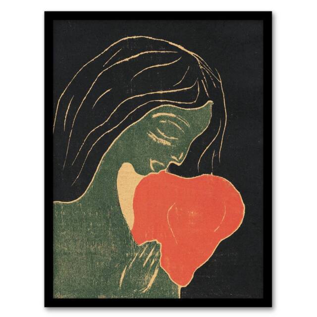"Artery8 The Heart Hjertet Painting Munch Vintage Framed Wall Art Print in Black - Size: W12"" x H16""" - image 1